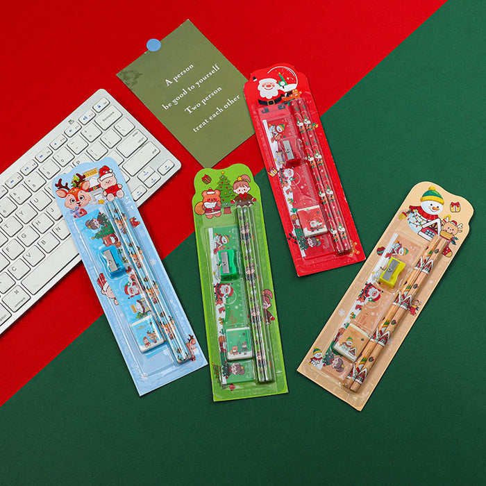 Wholesale Christmas pencil eraser pencil stationery set prizes Christmas gifts