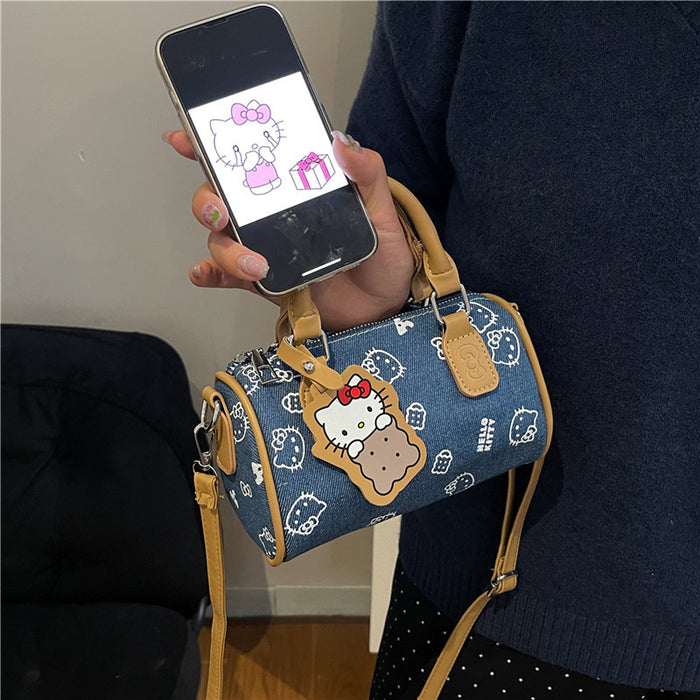 Wholesale Cute cartoon print denim handbags