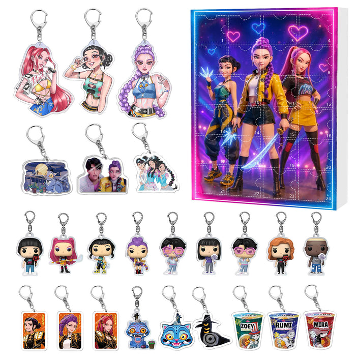 Wholesale KPOP Christmas Countdown Calendar Blind Box Flat Acrylic Keychain Ornament