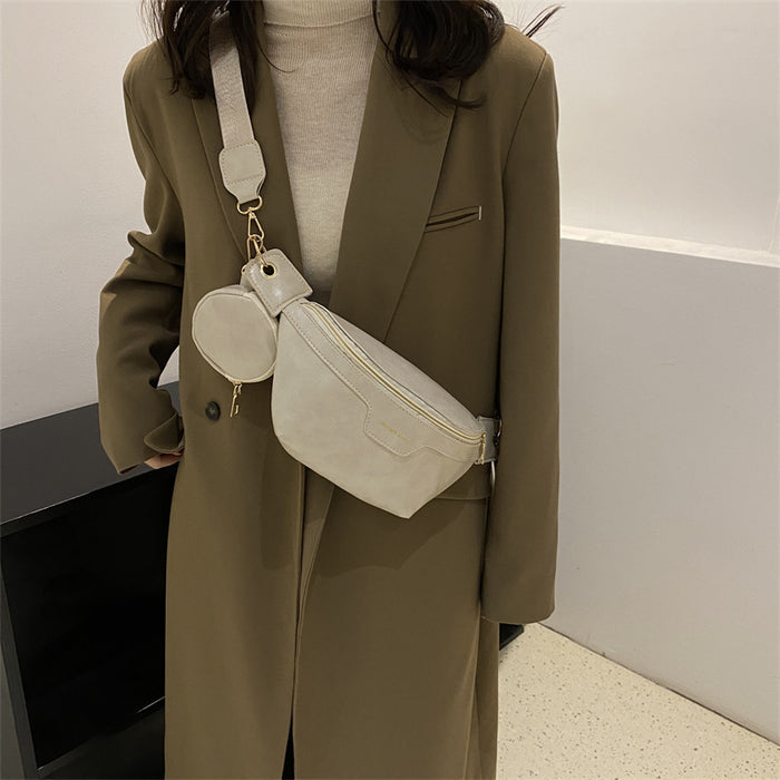 Wholesale New fashionable niche wide shoulder strap crossbody bag, casual zipper, casual texture, large capacity