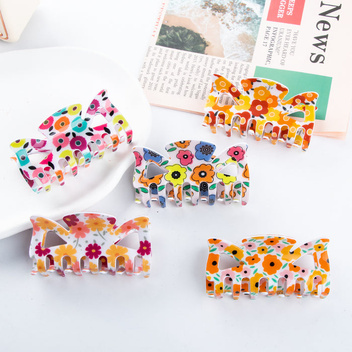 Wholesale Bow-Shaped Flower Pattern Hair Clip