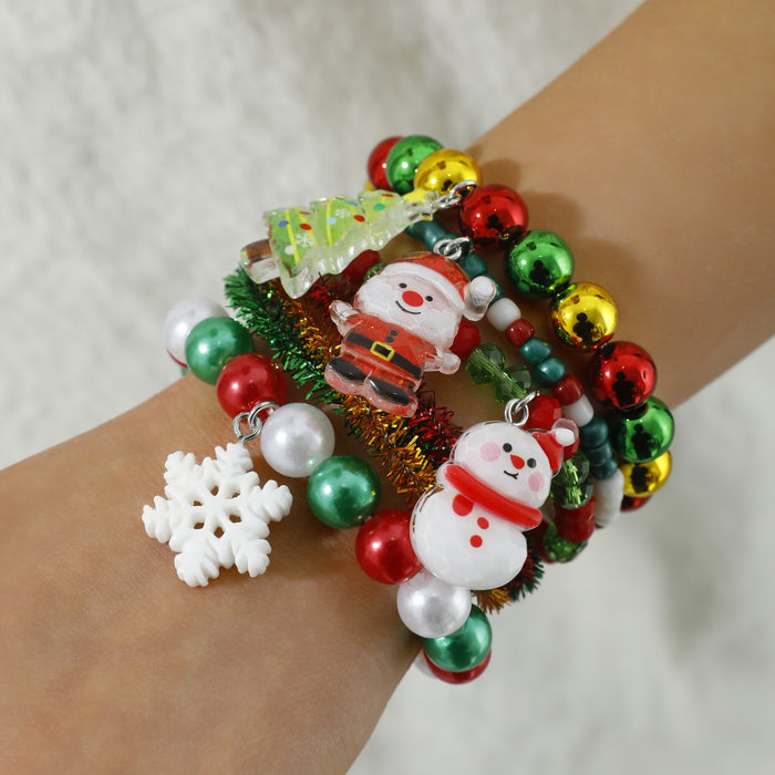 Wholesale Handmade Mixed Material Christmas Bracelet  Tree Bell Design Jewelry Accessory MOQ≥2