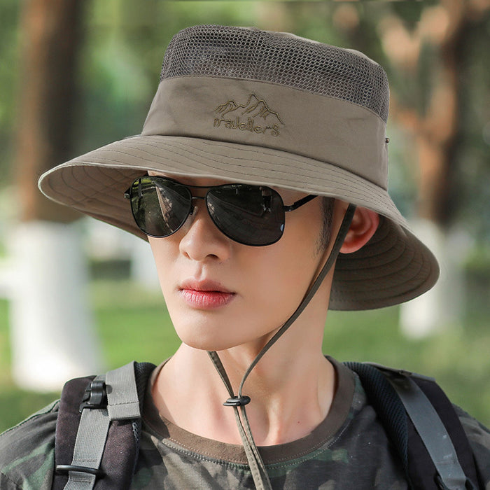 Wholesale portable fisherman hat men's outdoor fishing cap mesh breathable