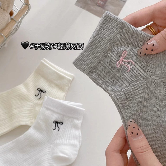 Wholesale Bow tie short tube socks boat socks breathable and sweat absorbing ultra-thin socks short socks