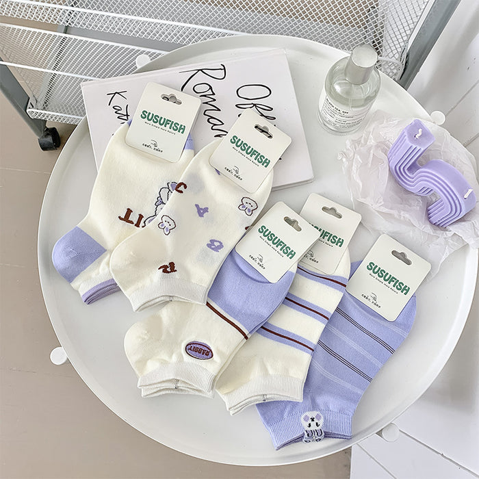 Wholesale Thin socks, boat socks, cartoon cute invisible socks, boneless socks, college style shallow mouth socks