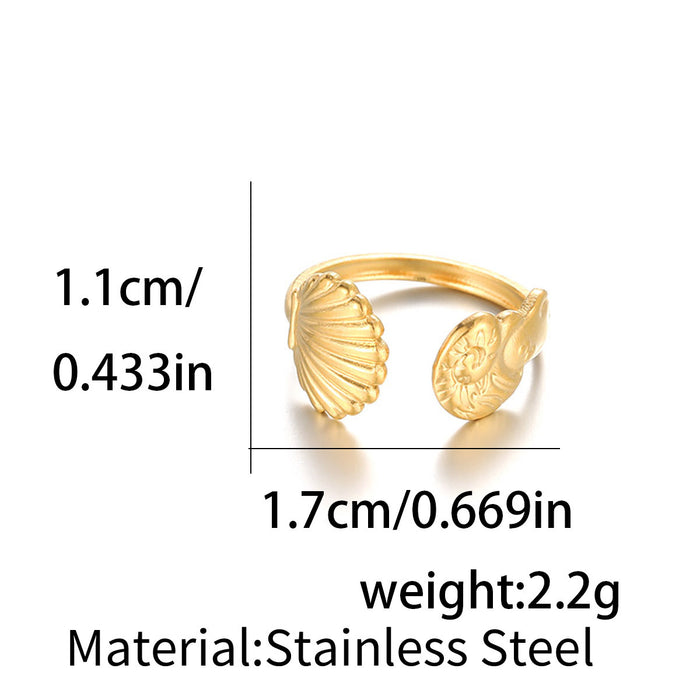 Wholesale Sweet and cool girl seashell ring  spring/ summer style   simple stainless steel jewelry