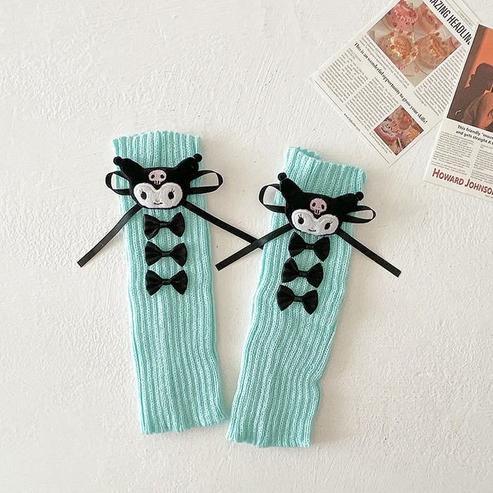 Wholesale Bowknot leg warmers stacked socks autumn doll knitted calf warmers for women
