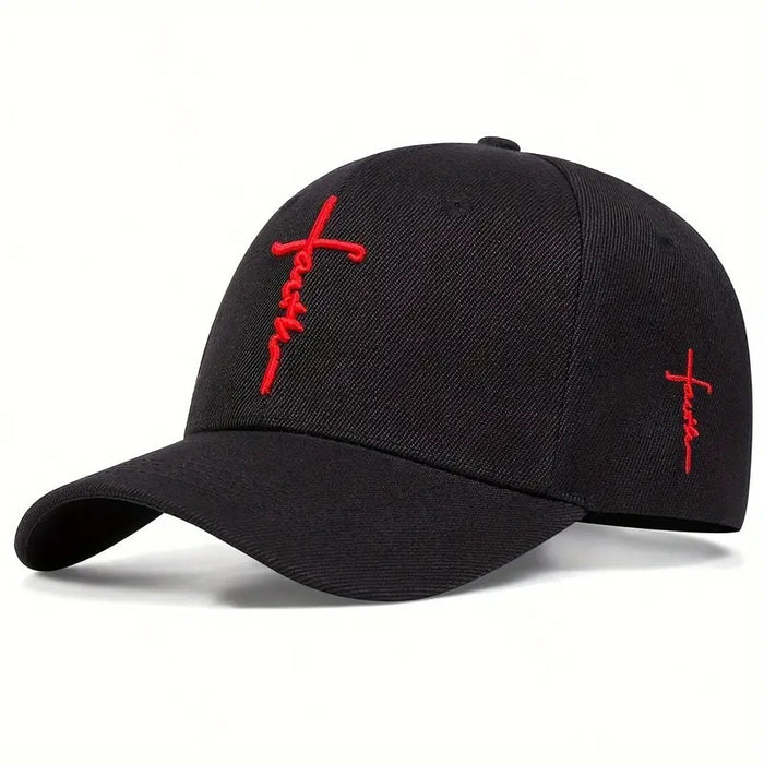 Wholesale TEMU Popular Hat Embroidery Faith Cross Imitation Wool Blue Baseball Cap for Men and Women Outdoor Sun Protection Duckbill Cap JDC-FH-TQ006