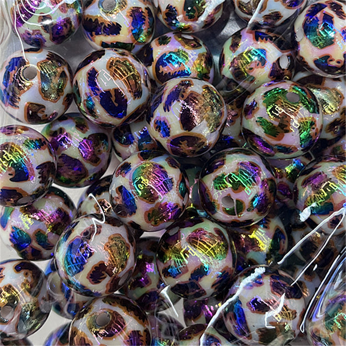 Wholesale 200pcs 16mm UV-plated Five-pointed Star Heart Leopard Print Resin Beads JDC-BDS-Xiaox006