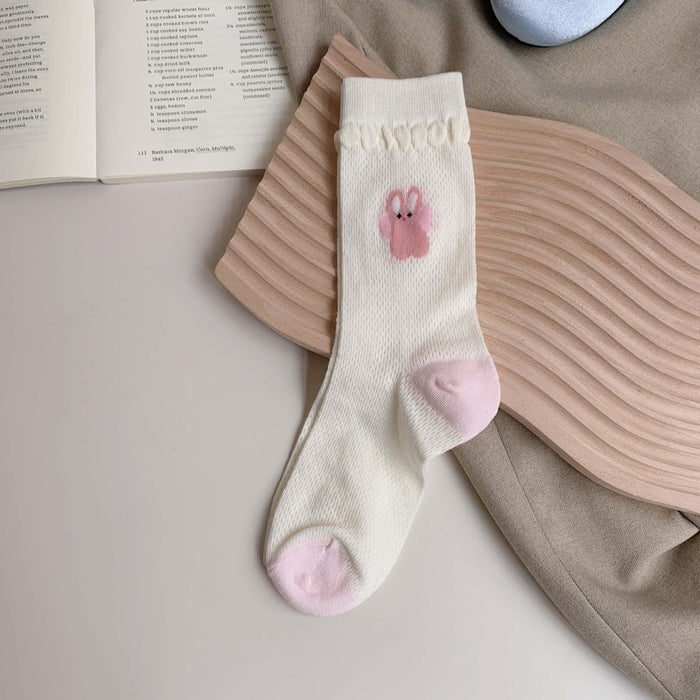 Wholesale Cartoon mesh breathable mid tube socks, cute socks