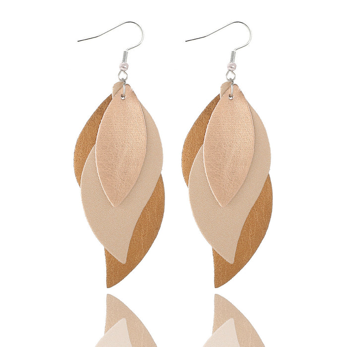 Wholesale Artificial Leather Leaf Shape Earrings Trendy Jewelry Accessory