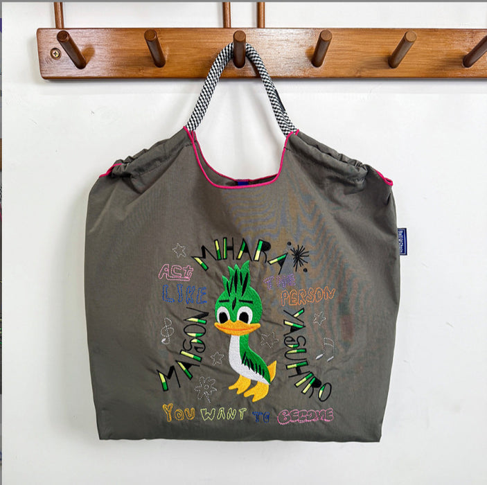 Wholesale Cartoon Embroidered Bag Embroidered Canvas Bag Large Capacity Shopping Bag Shoulder Bag