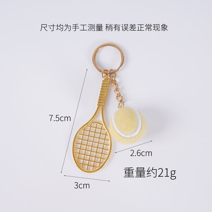 Wholesale Metal Tennis Racket Keychain Pendant Silver Blue Modern Minimalist Fashion Accessory MOQ≥2