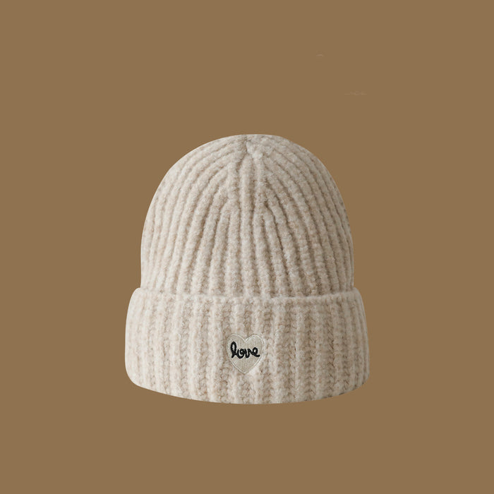 Wholesale Heart-embroidered knitted wool hat