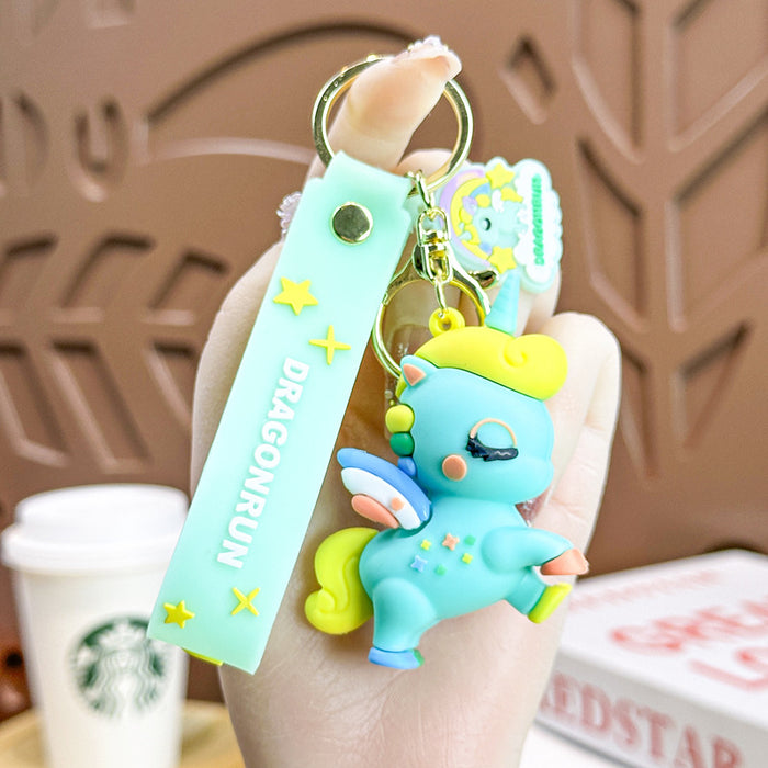 Wholesale Unicorn Creative Keychain Cute Dropping Rubber Doll Bag Car Key Pendant