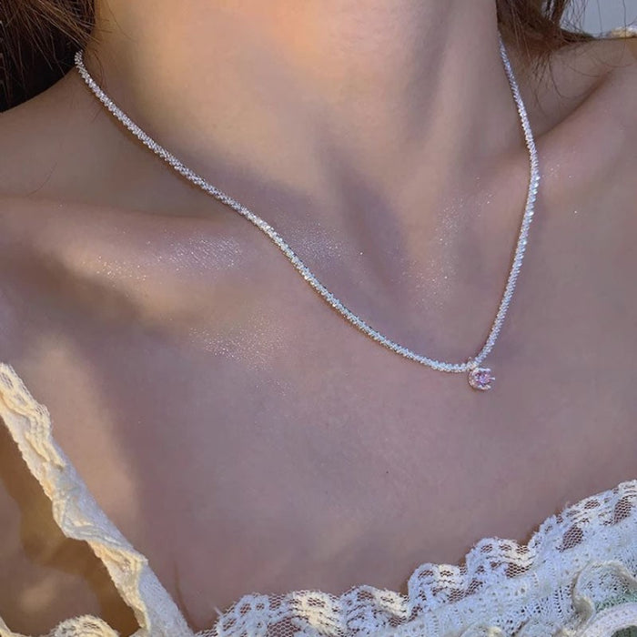 Wholesale Necklace with super sparkling fashion, light luxury, high-end feeling, collarbone chain