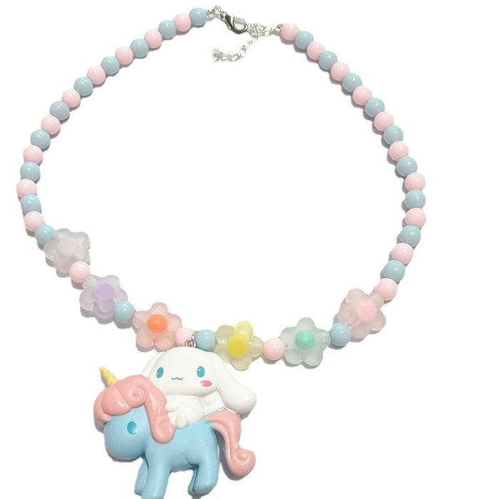 Wholesale Cartoon Necklace Unicorn Children' s Elastic Necklace Student Play Necklace