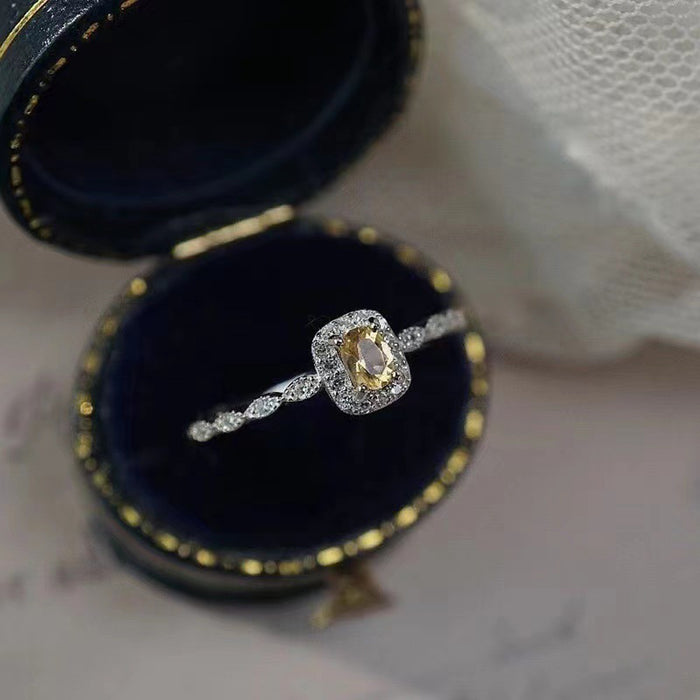 Wholesale Yellow Crystal Zircon Open Light Luxury Ring Natural Stone Crystal Fine Circle