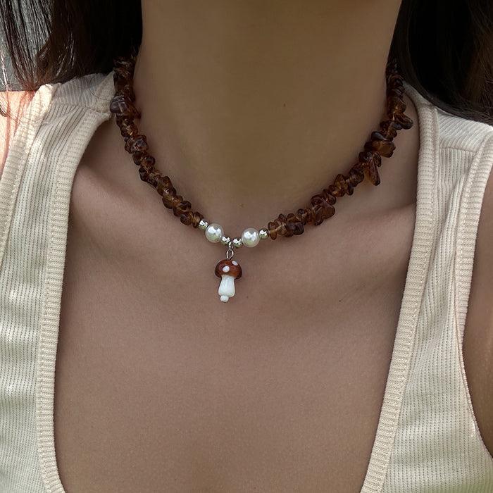 Wholesale Sun necklace with colorful irregular gravel collarbone