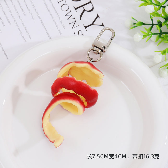 Wholesale Cartoon Cream Strawberry Slice Keychain PVC Food Decor Pendant Bag Charm MOQ≥2