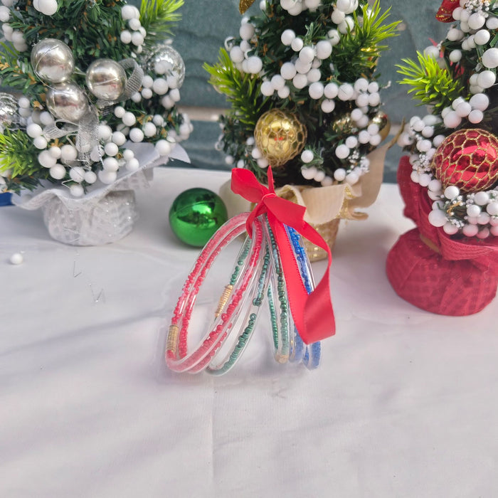 Wholesale 6-layer ribbon silicone tube Christmas bracelet