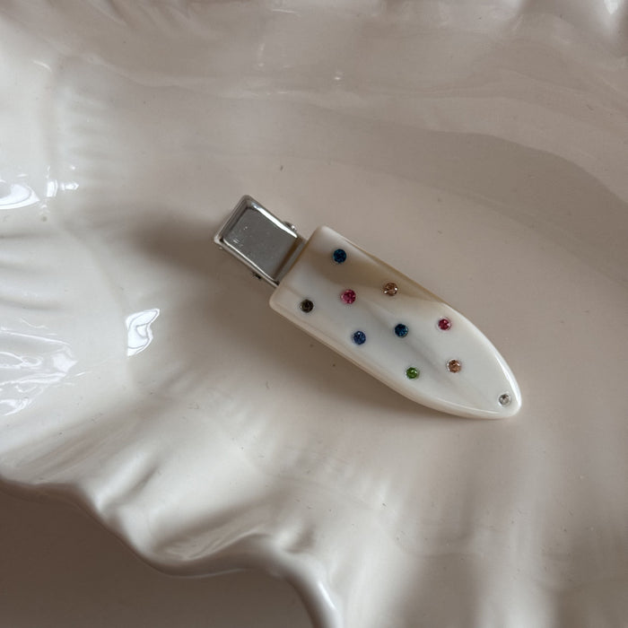 Wholesale Sweet and exquisite colored diamond hair clip with side bangs clip