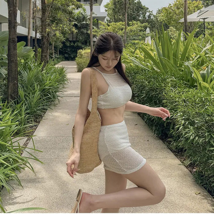 Wholesale Swimsuit women's hot spring swimsuit split bikini lace sexy hollow skirt swimsuit