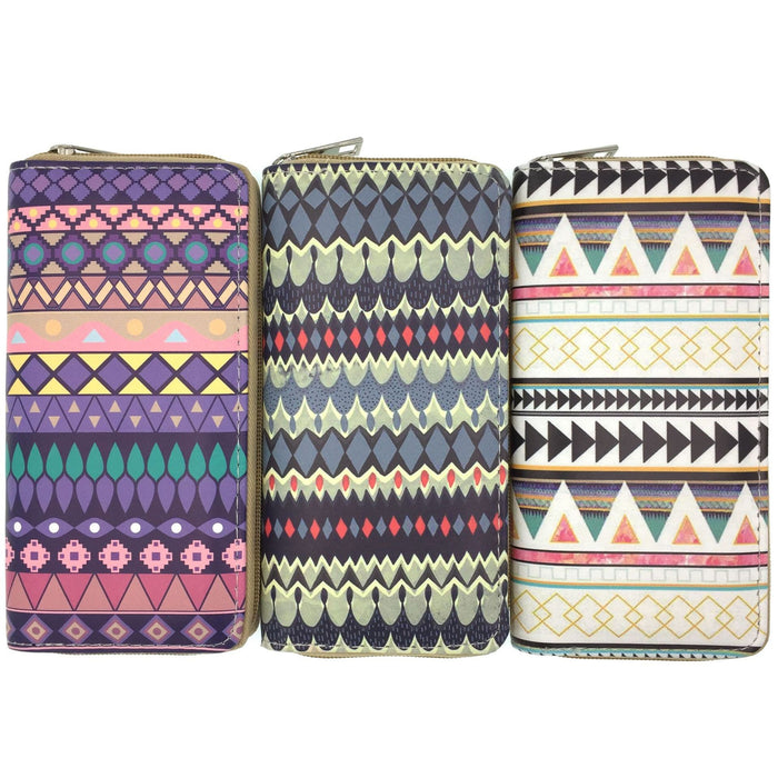 Wholesale 5pcs Ethnic Style Printed Long PU Wallet JDC-WT-JiRui016