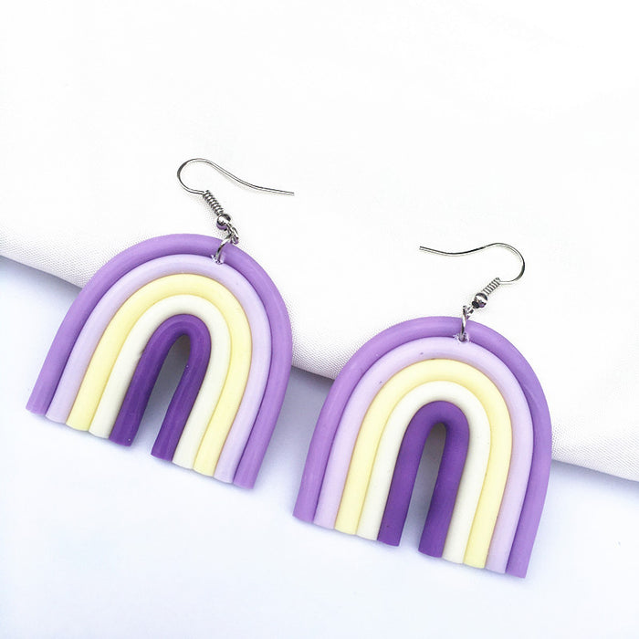 Wholesale U-shaped Rainbow Color Polymer Clay Earrings JDC-ES-TengC002