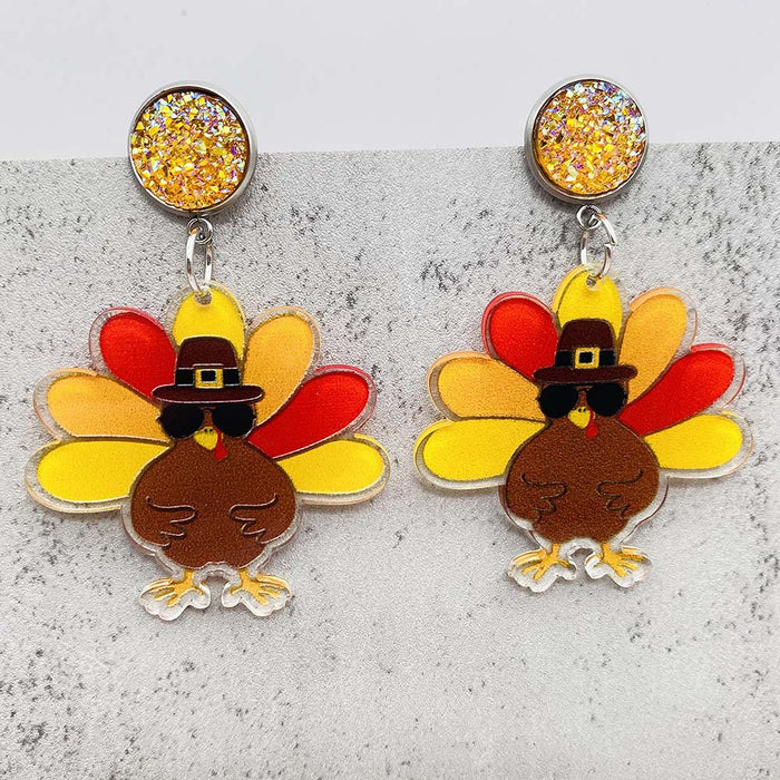 Wholesale Thanksgiving Turkey Acrylic Earrings JDC-ES-Chengy035