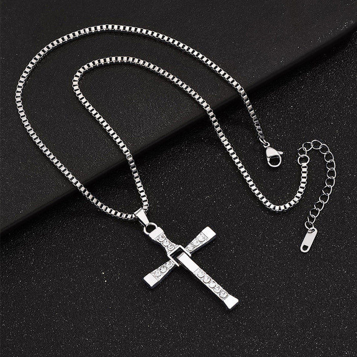 Wholesale Diamond Cross Pendant Men's Necklace JDC-NE-ChengHan013