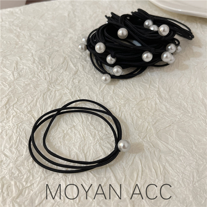 Wholesale Pearl Headband Feminine Black Work Clothing Versatile Rubber Band Hairband