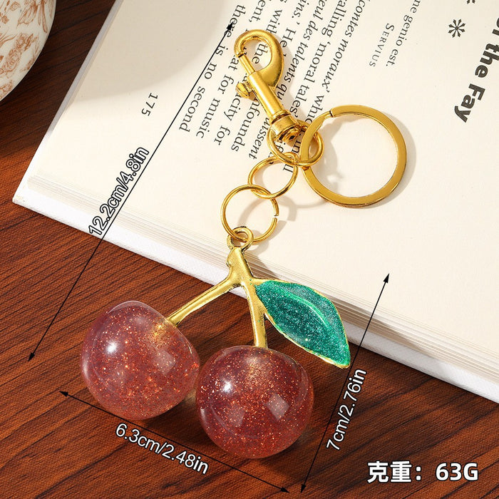 Wholesale Cherry Keychain Red Fruit Shape Key Ring Graduation Gift Decorative Accessory