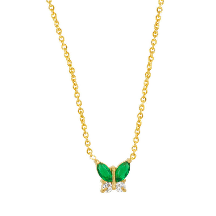 Wholesale Gold Butterfly Zircon Pendant Necklace Titanium Steel Fashion Jewelry MOQ≥2