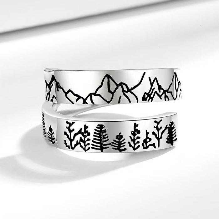 Wholesale New fashionable and minimalist ring with adjustable mountain shape index finger ring bracelet