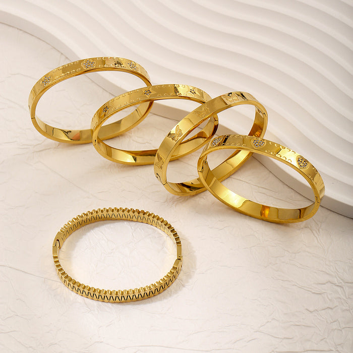 Wholesale Fashionable Classic Zircon Gold Bracelet Vintage Stacked Titanium Steel Bracelet Wholesale