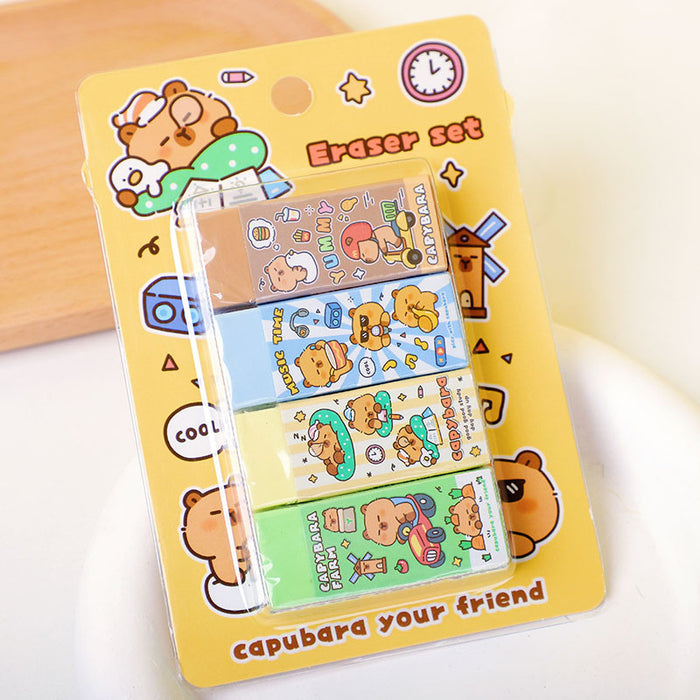 Wholesale Cartoon eraser set cute eraser elementary school students children' s stationery gift creative pencil eraser