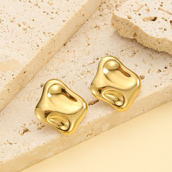 Wholesale Titanium steel geometric retro niche gold earrings