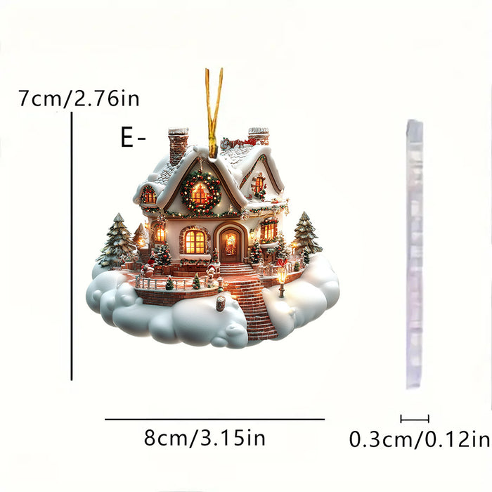 Wholesale Christmas Snow House Acrylic Keychain Pendant MOQ≥2