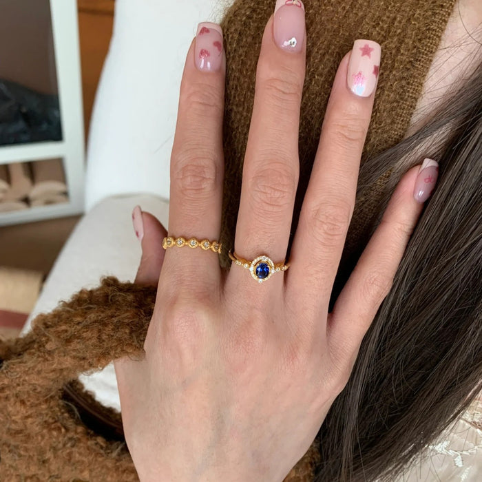 Wholesale Sapphire ring with gold plating, exquisite fashion, light luxury zircon ring