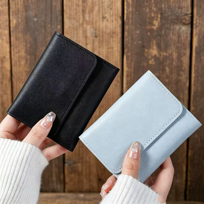 Wholesale Modern Ultra Thin PU Wallet for Women Short Tri Fold Card Holder Coin Purse