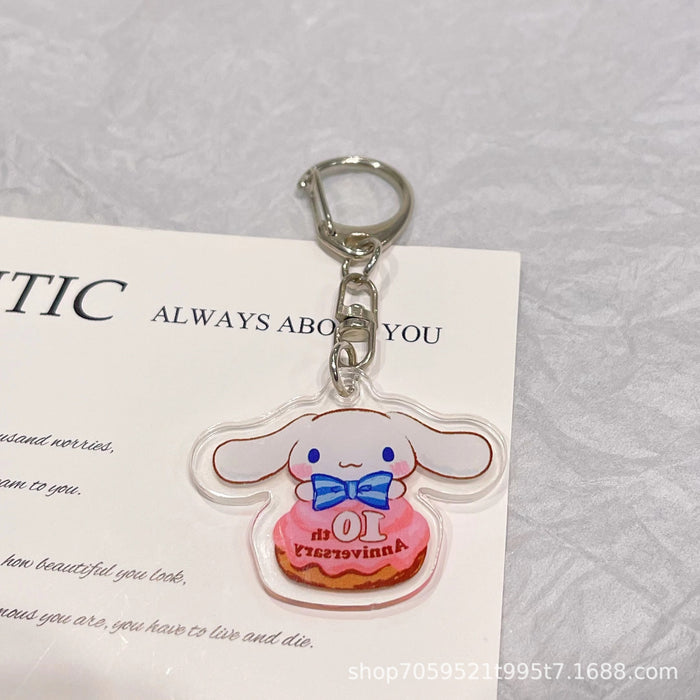 Wholesale Double-sided Keychain Cute Cartoon Book Bag Pendant Transparent Pendant Acrylic Key Ring for Men and Women