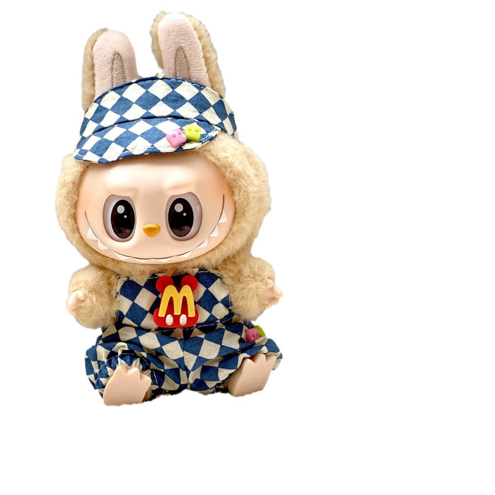 Wholesale Pendant Doll Clothes Checkboard Tennis Clothes suit Suspenders Skirt