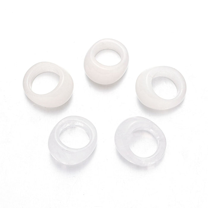 Wholesale Fashionable simple style light luxury white jade crystal geometric circle design ring for women