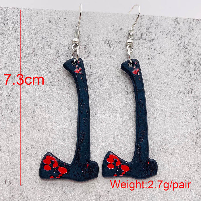 Wholesale  blood print acrylic earrings simulation personality sharp knife kitchen knife earrings funny earrings