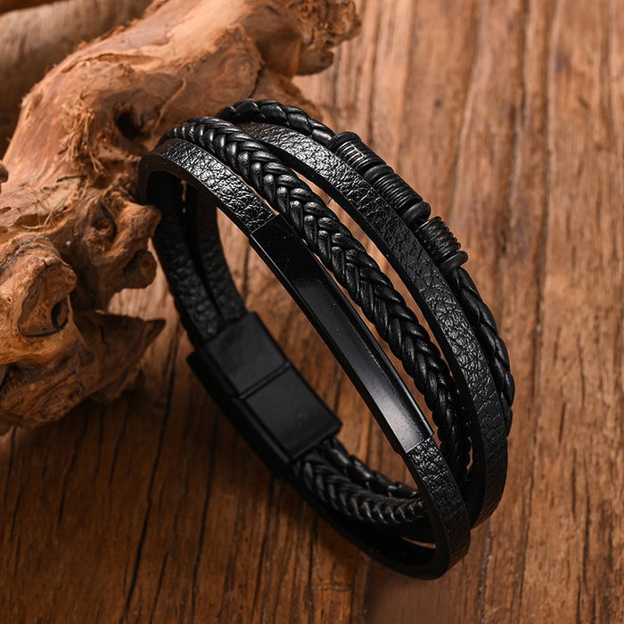 Wholesale Volcanic Stone Multi-layer Leather Men's Bracelet JDC-BT-FengH004