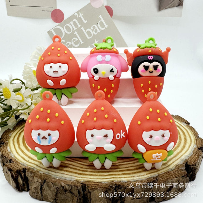 Wholesale Cartoon Strawberry Series Keychain Soft PVC Doll Bag Pendant Exquisite