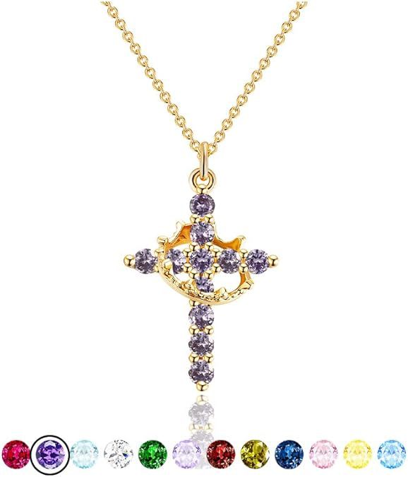 Wholesale Cross Crown Rotating Necklace Versatile Light Luxury High End Necklace Zircon Clavicle Chain