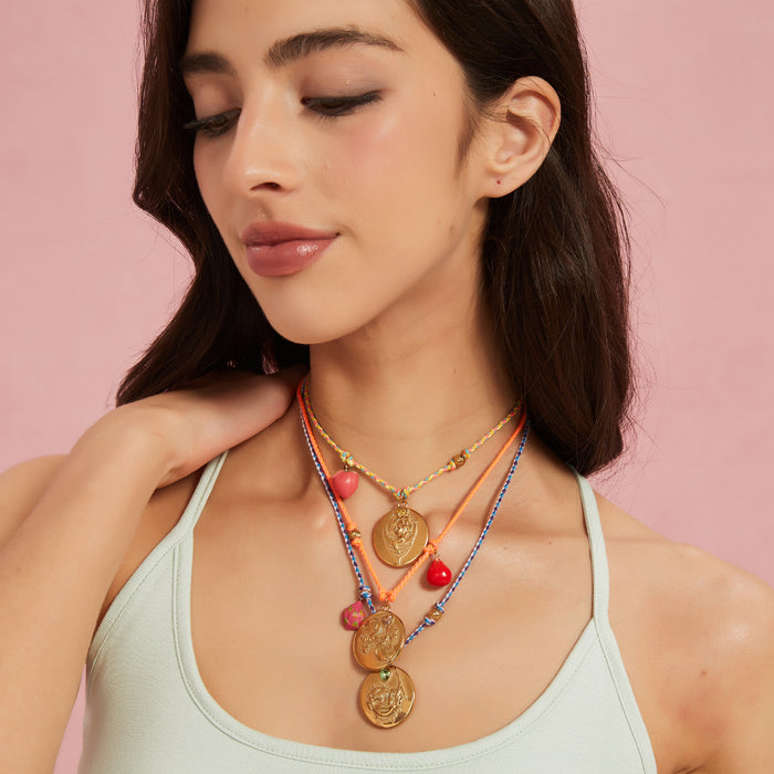 Wholesale Original design: rope, hand woven pendant, stainless steel inlaid with zircon, twelve zodiac signs necklace, fashionable and elegant accessory