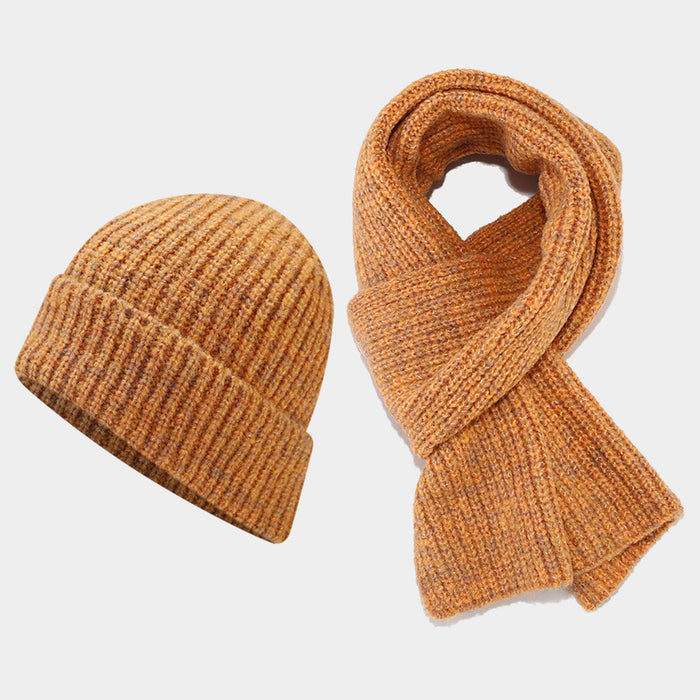 Wholesale Winter Two-Tone Striped Thick Fashionhat and f Set